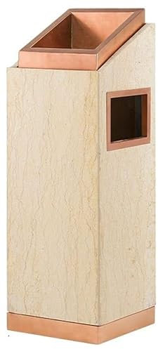 NTIYOU Poubelles Poubelle de Salle de Bain inclinable, Panneaux cannelés décoratifs, Poubelle à dégagement d'air, 20L/5.2 Gallons Bain(Rose Gold Beige)