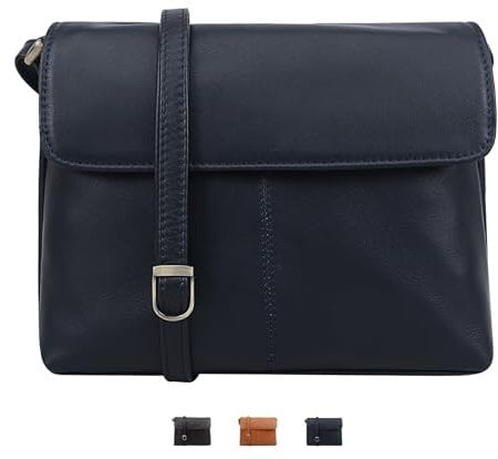 Lloyd Baker Kheda Crossbody-Tasche mit Überschlag: Zeitlose Raffinesse & funktionaler Luxus aus glattem Nappa-Anilinleder, marineblau, 24 cm x 20 cm Flap over Crossbody Bag