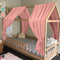 HOTUT Hausbett Himmel,2 Stück Betthimmel Babybett aus Musselin,Weich und atmungsaktiv Baldachin Kinderzimmer Deko,Babybett Himmel Deko Set für Mädchen & Jungen-130 x 320cm Dunkelrosa