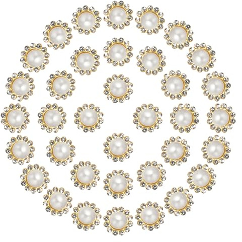 PATIKIL 12mm Sonnenblumenperlen zum Aufnähen, 200 Stück Strass-Pailletten-Verzierungen Kristallglas-Metallbasis Blumenklauen-Strasssteine zum Verzieren von Kleidung, Beige