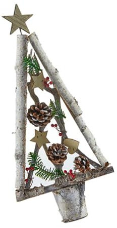 Uqezagpa Figuras de árbol de Navidad en miniatura de madera delicada para árbol de Navidad, decoración para el hogar