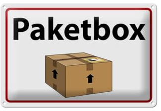 mrdeco Blechschild 12x18cm gewölbt Paketbox Deko Schild