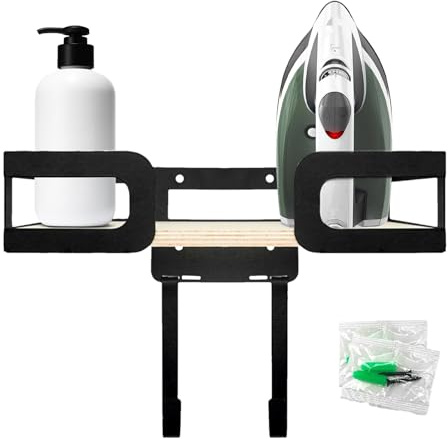 qokeeu Ironing Board Holder for Wall Mounting, Sturdy Clothes Storage Rod, Ironing Board Hook and Ironing Board Stand - for Clothes Wires, Accessories, Bedroom, Apartment and Utility Room