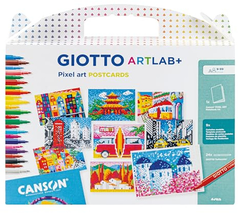 Giotto Creative Set, ArtLab+ Pixel Art Postkarten, 120 g, Karton, 35 Stück