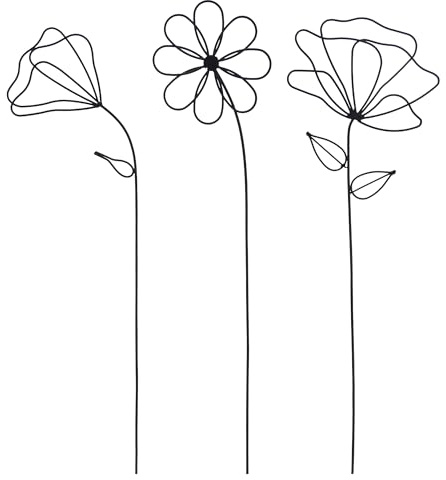 UNUS Metallkunst Stecker Betty 3er Set Blumen Filigrane Pflanzenstecker | für Blumentöpfe oder wettergeschützte Außenbereiche Moderne Dekoration