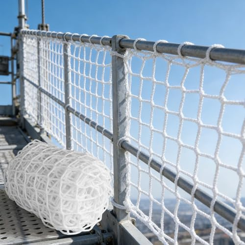 VEGOATY Balkon Sicherheitsnetz: Schutznetz Rausfallschutz Schutznetz Hochbett Seilnetz Rausfallschutz, Katzennetz, Sturzschutznetz Balkon, für Balkon, Treppe, weiß 3m x 1,5m