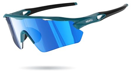 Meayll Fahrradbrille Herren Laufbrille Damen, UV400 Sportbrille Schnelle Brille, TR90 Frame mit Verstellbaren Nasenflügel MTB Schutzbrille Sonnenbrille Sunglasses für Fahrrad Angeln Ebike