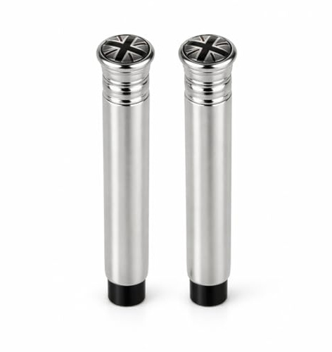 Zinc Alloy Door Lock Pins Compatible with MINI Cooper – Metal Interior Door Pull Knob Covers with Checkered Badge – Car Interior Trim Accessories (GREY)