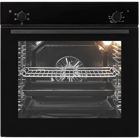 Oranier Backofen - Elektro-Einbaubackofen autark mit 6 Programmen, 80 Liter Garraum, versenkbare Knebel inkl. Zubehör & 2 Teleskopvollauszüge für je eine Ebene