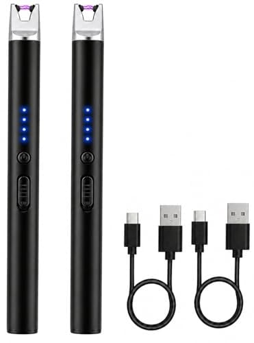 Lichtbogen Feuerzeug Elektrisch Flammenlos USB Aufladbar Elektrisches Feuerzeug Winddichtes Winddichtes Plasma-feuerzeug Für Kerzen Und Gasherd (2 Stück, Schwarz)
