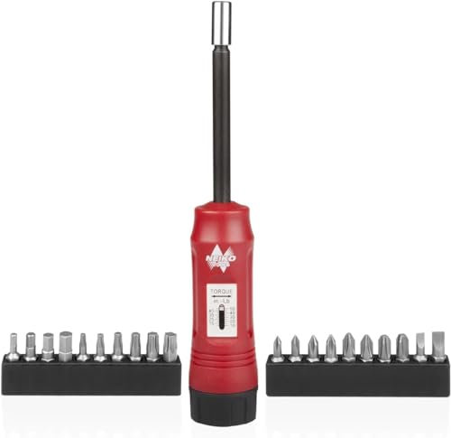 Neiko® 10573B - Cacciavite dinamometrico a scatto da 1/4, 25,4-127,4 cm, include 21 punte
