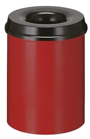 V-Part Selbstlöschender Papierkorb, 15 Liter, rot-schwarz | Stahl, selbstlöschend, Volumen 15 l, HxØ 360 x 255 mm, Korpus rot / Löschkopf schwarz