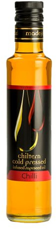 Chiltern Cold Pressed Chilli Infused Rapeseed Oil 250ml | Natural Chilli Kick | Rich in Omega 3 & Vitamin E | Great for Frying Roasting Dressings | Cold Pressed British Oil