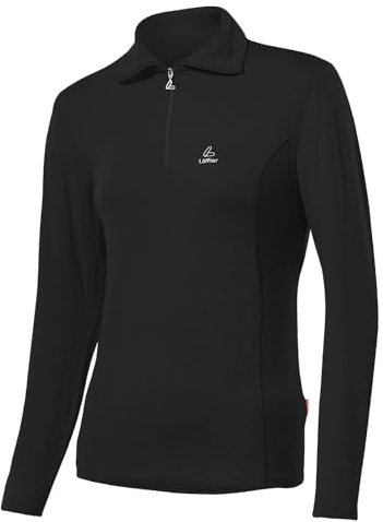 Löffler Damen trui transtex zip rolli basic Pulli, Schwarz, 42 EU