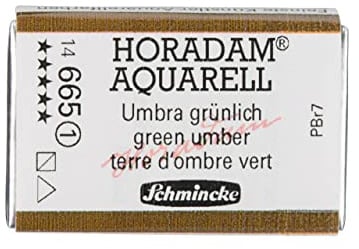 Schmincke – HORADAM® AQUARELL - feinste Künstler-Aquarellfarben, 665 Umbra grünlich, 14 665 043, 1/1 Näpfchen