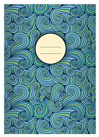 Kartenkaufrausch 16 Coole 70er Jahre Doodle DIN A4 Schulhefte, Schreibhefte mit Wellen in blau Lineatur 20 (blanko Heft)