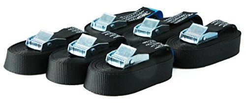 Sandax 6X Spanngurte mit Klemmschloss im Set, 6m lang, 25mm breit, schwarz, Zurrgurte mit Klemmverschluss kurz, belastbar bis 250kg, DIN EN 12195-2, Einteilige Befestigungsgurte Klemmschlossgurte