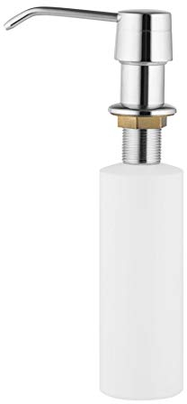 Distributeur de savon design en laiton pour cuisine - Encastrable - Pour plan de travail - Évier - Distributeur de liquide vaisselle - Pour cuisine (chromé)