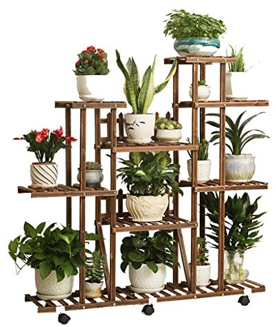 Modern Blumentreppe Blumenregal Pflanzentreppe aus Holz Blumenständer für Innen Außen Garten Balkon Wohnzimmer Pflanzenregal Aussen Draußen Leiterregal Dekoratives Fenster