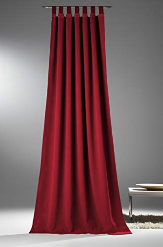 Clever-Kauf-24 Schlaufenschal Verdi rot | Dekoschal BxH 135x245cm | halbtransparent | Dekovorhang mit 7 Schlaufen und Universalband