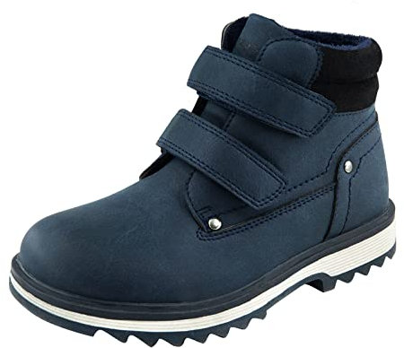 TZJS Unisex Kinder Klassische Stiefel für Jungen Mädchen Baby Winterstiefel Mit Klettverschluss Wasserdicht Stiefeletten Schneestiefel Arbeitsstiefel Herbstschuhe Winterschuhe(Marine Warm, numeric_26)