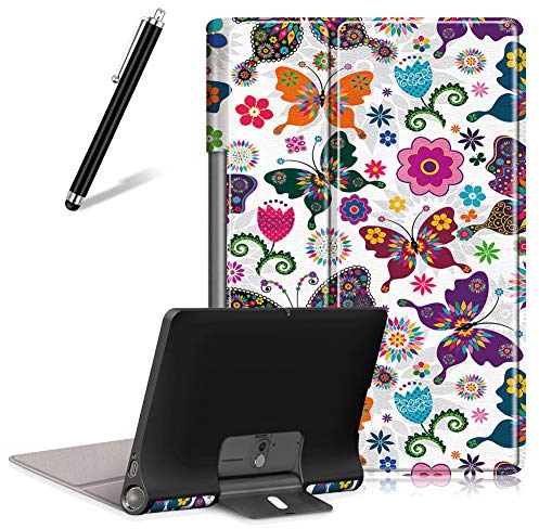 Artfeel Case for Lenovo Yoga Smart Tab/Yoga Tab 5 YT-X705F 10.1,Ultra Slim Lightweight Leather Shell Folding Stand Cover Flip Folio Magnetic Tablet Protective Case,Butterfly