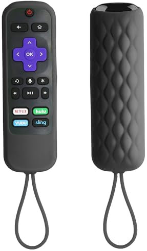TOKERSE Schutzhülle für TCL Roku TV Dampf Stick 3600R/3800/3900 Fernbedienung – Silikon Schutzhülle für TCL Roku TV Dampf Stick/Voice/Express/Premiere Fernbedienung Ersatz Skin Sleeve – Schwarz