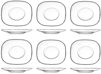 Spring & Autumn 6-teiliges Untertassen-Set aus hochwertigem Glas 12 CM, Unterteller Tassenaufnahme ca. 7 cm Untersetzer,