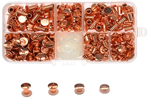 120 Set Chicago Screw Posts, Rivet Chicago Binding Screws, Metal Rivet Ersatzreparatur für Taschen, Handwerk, Kragen, Geschirr, Gepäck, Geldbörse, Hundeleine, Rucksack, Gürtel (Roségold)