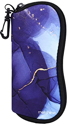 molshine Weiches Sonnenbrillenetui,Neopren-Reißverschluss-Brillenetui,Tragbare Brillentasche mit Haken für Damen und Herren (Lila)