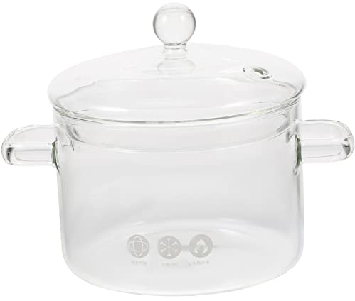 GANAZONO Suppentopf Ramen-Nudelkocher Nudeltopf aus Glas Flache Pfanne antihaftbeschichtete Kochutensilien Kochtopf aus Glas hitzebeständiger Glastopf binaural durchsichtiger Topf