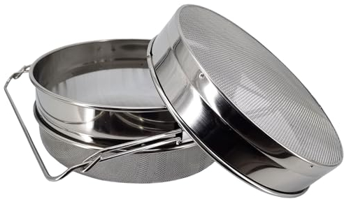 NIZEFEI Passoire à miel en acier inoxydable double passoire multifonction pour seau de 5 gallons facile à nettoyer et durable