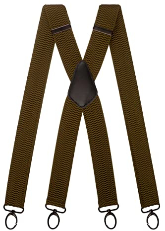 Olata Breite und Robuste X-förmige Hosenträger mit Karabinerhaken – 4 cm breit, Verstellbar, Unisex, Ideal für Arbeit und Alltag. Olivgrün (Schwarz Clips)