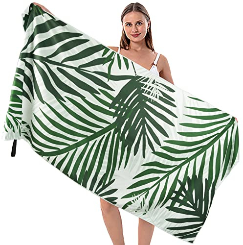 UMIPUBO Beach Towel Microfibre Towel Extra Large Lightweight Beach Towel for Travel, Swimming, Camping, Holiday Quick Dry Sand Free Super Absorbent Oversized Towels (180x80cm) (Leaves, One Size)