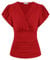 Haut d'Été Uni à Manches Courtes Volantées Blouse Élégante à Col V Croisé Top Chic à Taille Plissée Tunique Basique L Rouge