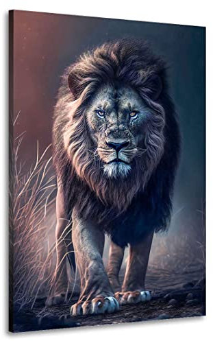 Kunstgestalten24 Leinwandbild König Löwe auf der Steppe Tier Natur Bild Kunstdruck Raum Wand Dekoration