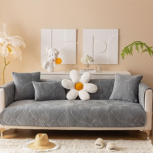1 2 3 4-Sitzer-Sofabezug PlüSch Rutschfester Sofa ÜBerwüRfe L/U-Eck-Universal Sofa üBerzug MöBelschutz Stoff Leder Couch üBerzug Baby-Krabbelmatte Katzen Hunde Decke Sofa Abdeckung(110X240cm,Gray 2)