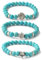 Liitata 3 Stück Türkis Armband Naturstein Armband Boho Muschel Seestern Armband Elastisches Seil Bracelets Sommer Hawaii Strand Schmuck für Damen und Herren Grün