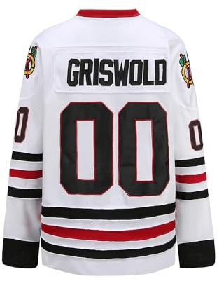 UNLC Griswold #00 Movie Hockey Jersey - Genähte Buchstaben und Zahlen S-5XL Authentic Fabs Apparel, 00#weiß, L