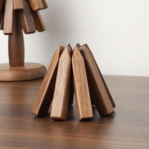 Dessous de plat en bois pour plats chauds, dessous de plat en forme d'arbre pour théière, bouilloire, cadeau d'Halloween, de Noël, en forme d'arbre de Noël