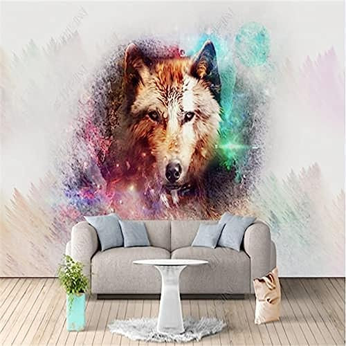 Moderne Wolf Fototapete Kunst Malerei Tapete Wohnzimmer Sofa Tv Hintergrund Tapete Heimdekoration Wandbild Tapeten Wohnkultur Fototapete 3D Effekt Wohnzimmer Schlafzimmer Kinderzimmer-200cm×140cm