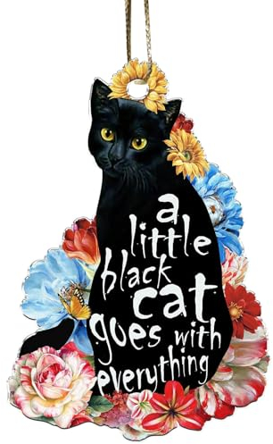 Christbaumschmuck Katze, Weihnachtsbaumschmuck Schwarz 2D Acryl Personalisierte Weihnachtsanhänger, Weihnachtsbaum Geschmückt, Weihnachtsdeko Auto