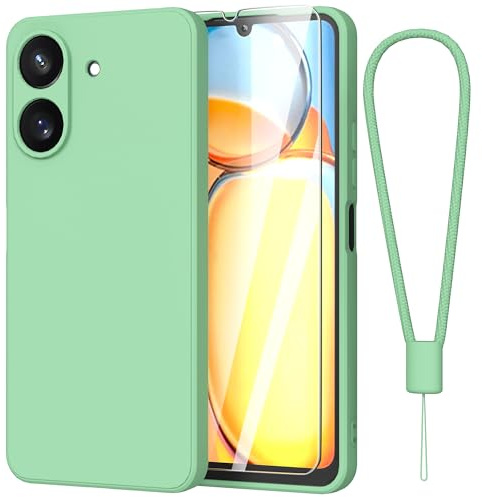 Fyriswho Hülle für Xiaomi Remi 13C 4G Schutzhülle + 1 Stück Schutzfolie, Dünne Weiche Anti Kratzer Handyhülle Xiaomi Redmi 13C Rundumschutz Case Cover - Grün