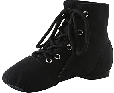 Tanzschuhe Mädchen Weiß - Schnür Jazzschuh Segeltuch Tanz Flache Ballsaal Moderne Jazz Tanzstiefel Gardestiefel Gymnastikschuhe Karnevalsstiefel Folklorestiefel Geeignet für Anfänger Showtanztauglich