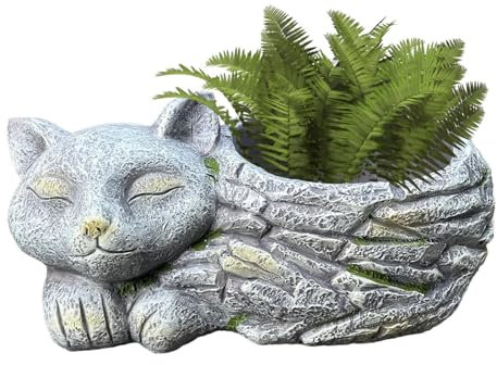 Jardinera para Gatos | Maceta de Resina con Forma de Gato | Macetas suculentas para Gatos para Plantas de Interior y Exterior | Maceta Creativa con Adornos de Gato para decoración del hogar