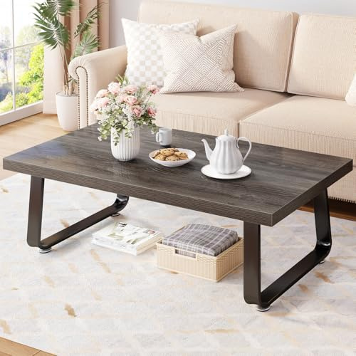 HSH Dunkelgrauer 100x55x46.5 cm Couchtisch Holz Metall für Wohnzimmer | Stabile Metallkonstruktion Als Sofatisch mit Beistelltisch geräumige Platte für tägliche Wohnnutzung