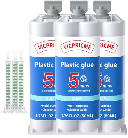 vicpricme Lot de 2 tubes de colle en résine époxy, 1,76 oz, transparente, seringue à souder liquide, résistante à la température, anti-eau, pour coller le métal, le plastique, le bois, la céramique