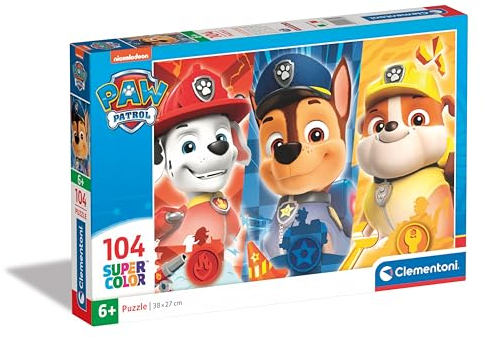 Clementoni Paw Patrol Kinder Puzzle 104 Teile - Paw Patrol Puzzle 37,9 x 26,9 cm für Kinder ab 6 Jahre - Geschicklichkeitsspiel von Clementoni 25769