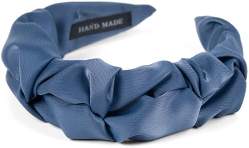 styleBREAKER Damen Haarreif mit schimmernder geflochtener Oberfläche in Rüschen Optik, Haarband, Haarschmuck 04027035, Farbe:Blau
