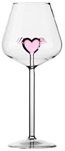 BestAlice Bicchieri da Vino Rosso Bicchiere da Vino con Cuore Rosa Trasparente con Stelo per Vino Rosso e Bianco, Bicchiere da Vino con Cuore Rosa Perfetto per Feste, Regali, Compleanni,(500 ml)